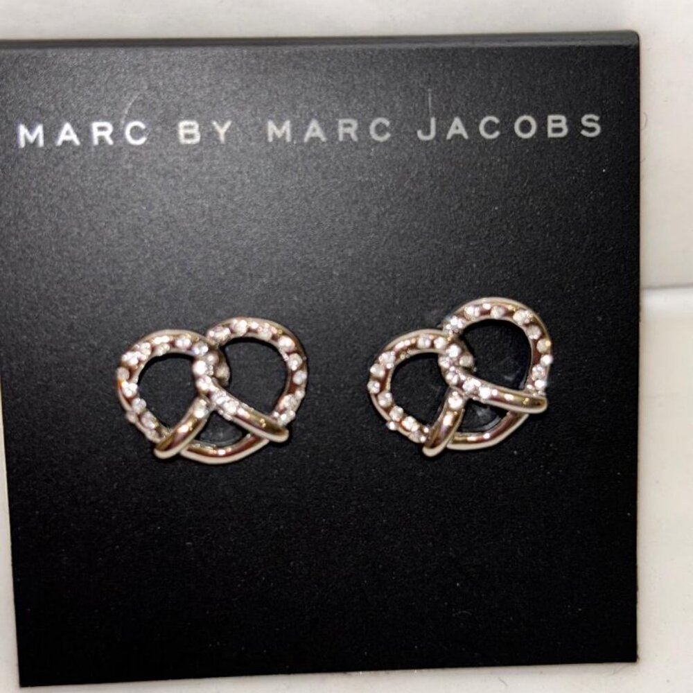 Marc by Marc Jacobs Silver-Tone Crystal Pretzel Stud Earrings